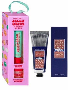 Trader Joe's Jelly Bean Lip Duo & Ultra Moisturizing Hand Cream.